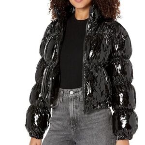 Steve Madden Glossy Black Puffer Jacket